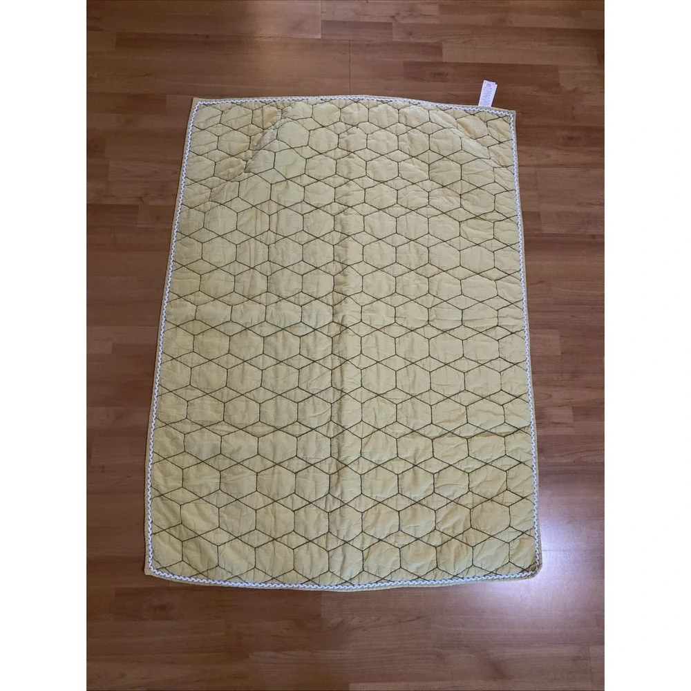 Pottery Barn Kids West Elm Yellow Gold Gray Honeycomb Crib Nursery Quilt
